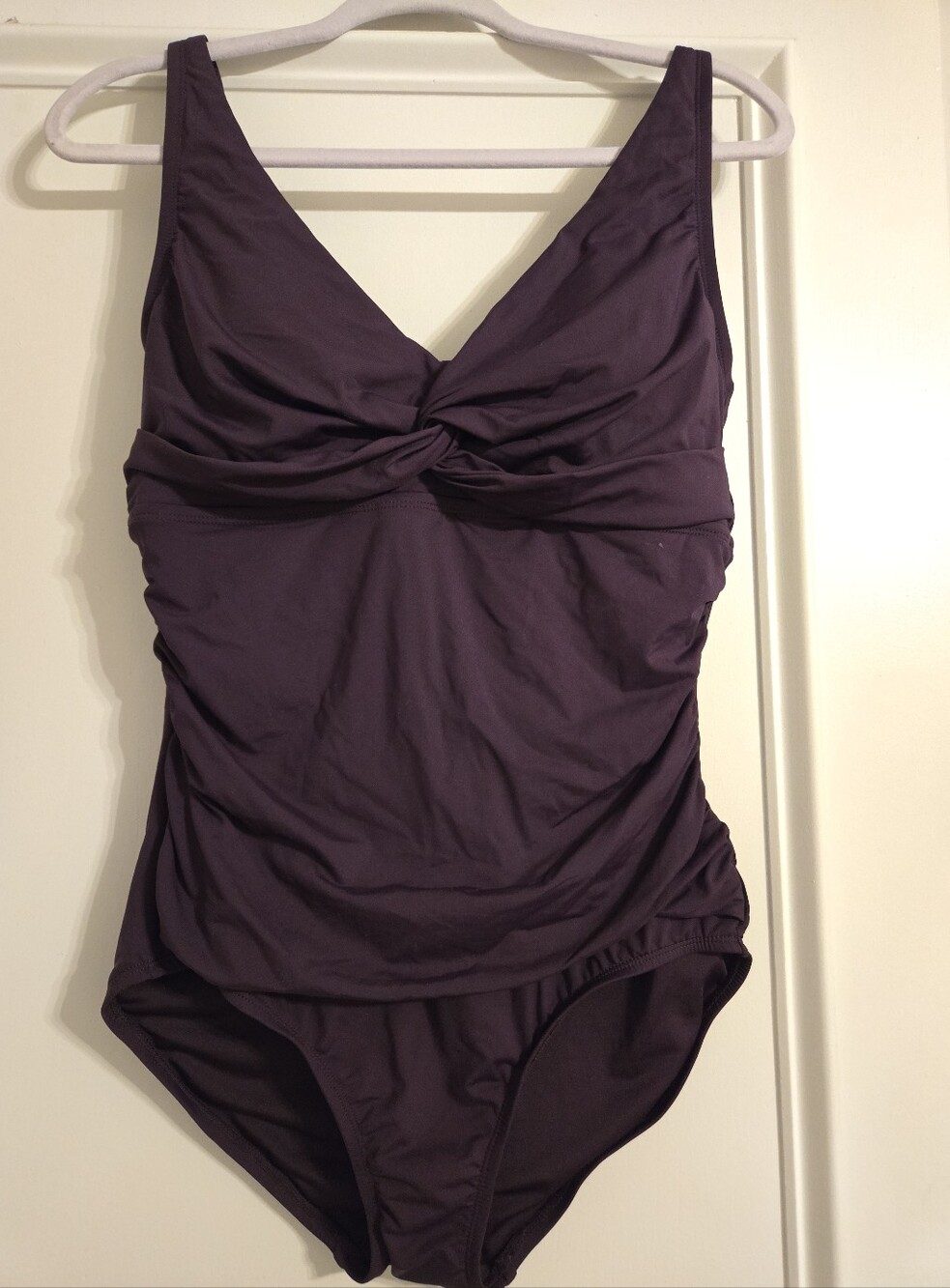 Land's End Purple Twist Front One-Piece Swimsuit